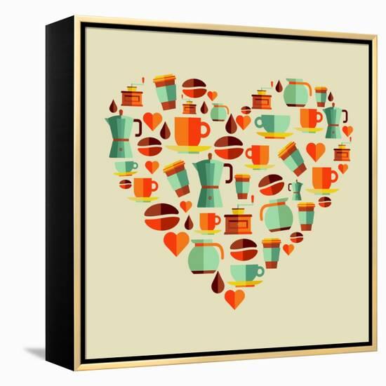 Coffee Love Beans Illustration-cienpies-Framed Stretched Canvas