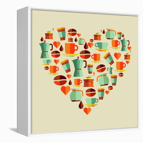 Coffee Love Beans Illustration-cienpies-Framed Stretched Canvas