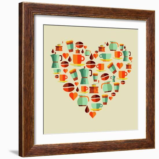 Coffee Love Beans Illustration-cienpies-Framed Art Print