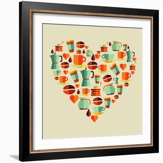 Coffee Love Beans Illustration-cienpies-Framed Art Print