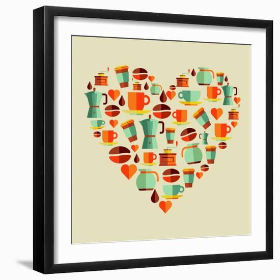 Coffee Love Beans Illustration-cienpies-Framed Art Print