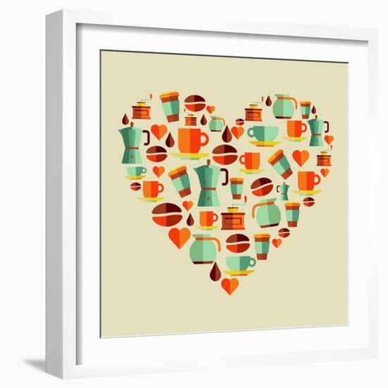 Coffee Love Beans Illustration-cienpies-Framed Art Print