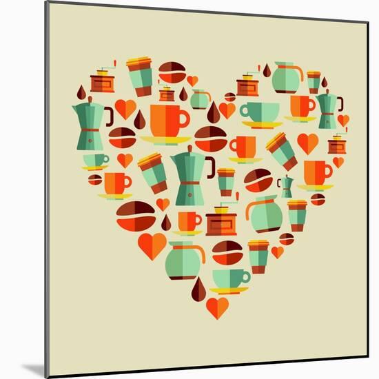 Coffee Love Beans Illustration-cienpies-Mounted Art Print