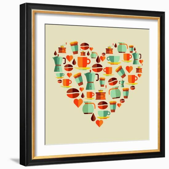 Coffee Love Beans Illustration-cienpies-Framed Art Print