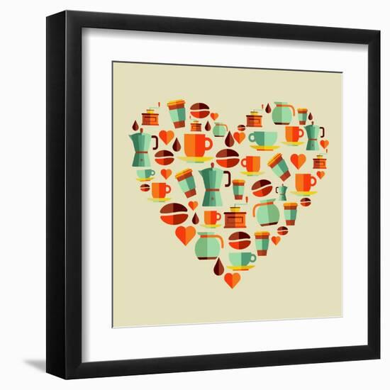 Coffee Love Beans Illustration-cienpies-Framed Art Print