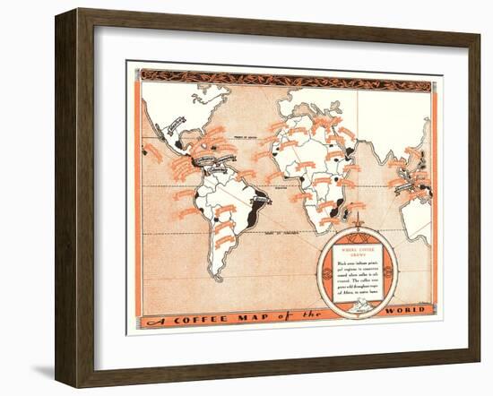 Coffee Map of the World-null-Framed Art Print