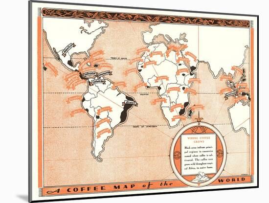 Coffee Map of the World-null-Mounted Art Print