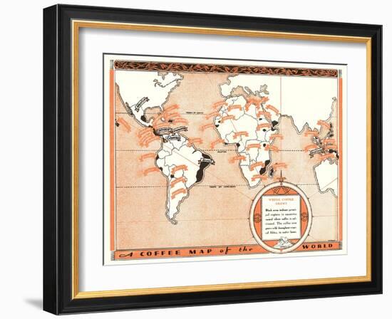 Coffee Map of the World-null-Framed Art Print