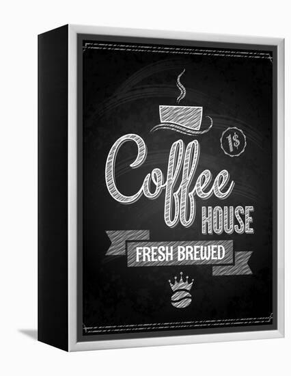 Coffee Menu Design Chalkboard Background-Pushkarevskyy-Framed Stretched Canvas