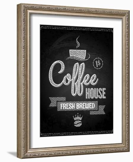 Coffee Menu Design Chalkboard Background-Pushkarevskyy-Framed Art Print