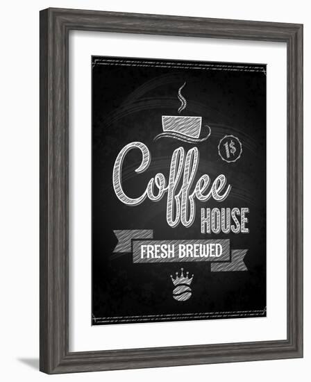 Coffee Menu Design Chalkboard Background-Pushkarevskyy-Framed Art Print