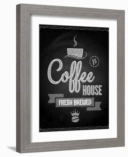 Coffee Menu Design Chalkboard Background-Pushkarevskyy-Framed Art Print