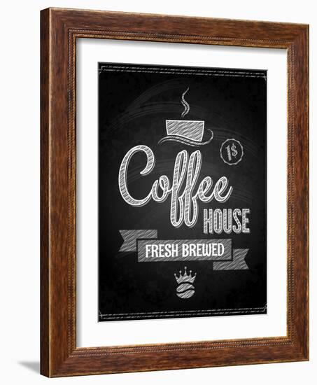 Coffee Menu Design Chalkboard Background-Pushkarevskyy-Framed Art Print
