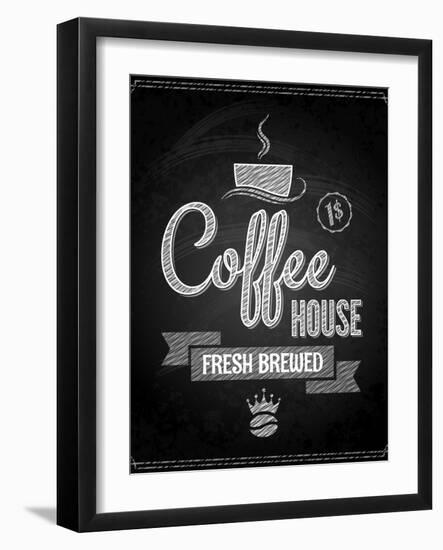 Coffee Menu Design Chalkboard Background-Pushkarevskyy-Framed Art Print