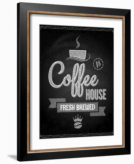 Coffee Menu Design Chalkboard Background-Pushkarevskyy-Framed Art Print