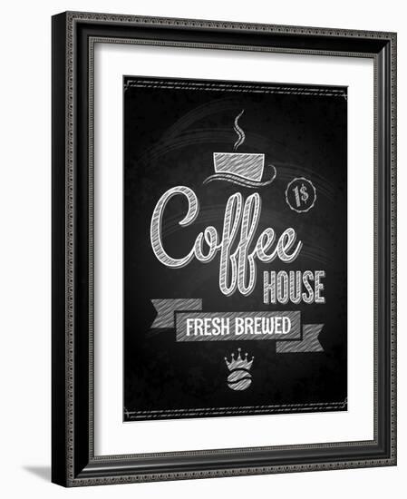 Coffee Menu Design Chalkboard Background-Pushkarevskyy-Framed Art Print