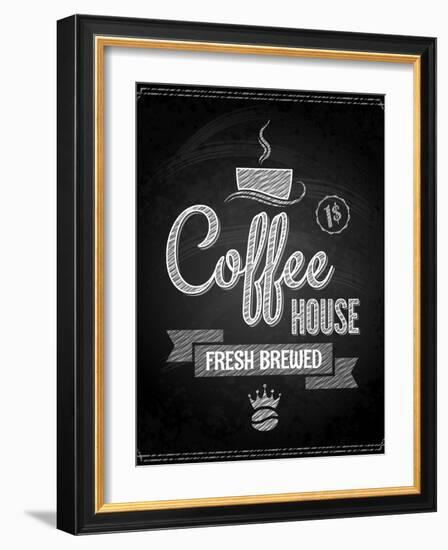 Coffee Menu Design Chalkboard Background-Pushkarevskyy-Framed Art Print