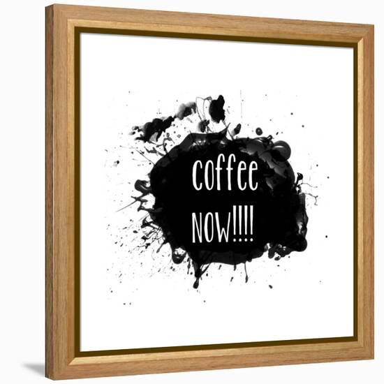 Coffee Now Paint Splatter-Jan Weiss-Framed Stretched Canvas