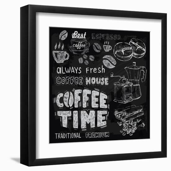 Coffee on Chalkboard-bioraven-Framed Art Print