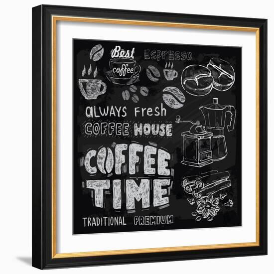 Coffee on Chalkboard-bioraven-Framed Art Print