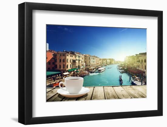 Coffee on Table and Venice in Sunset Time, Italy-Iakov Kalinin-Framed Photographic Print