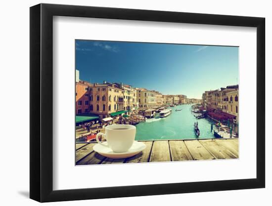 Coffee on Table and Venice in Sunset Time, Italy-Iakov Kalinin-Framed Photographic Print