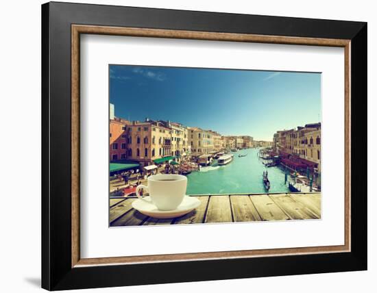 Coffee on Table and Venice in Sunset Time, Italy-Iakov Kalinin-Framed Photographic Print