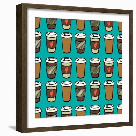 Coffee Pattern.-TashaNatasha-Framed Art Print