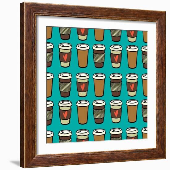 Coffee Pattern.-TashaNatasha-Framed Art Print