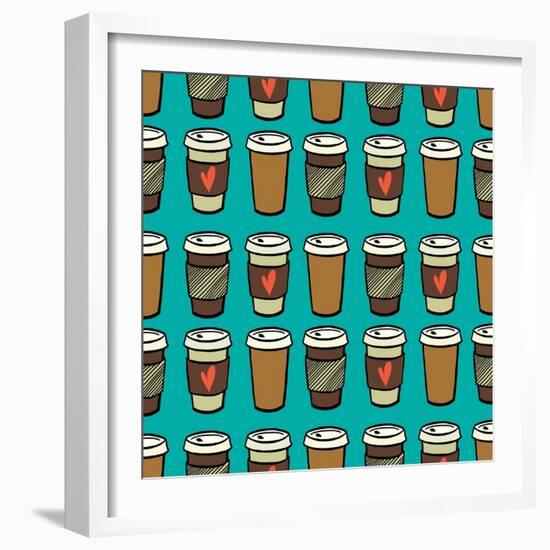 Coffee Pattern.-TashaNatasha-Framed Art Print