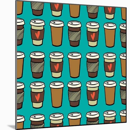 Coffee Pattern.-TashaNatasha-Mounted Art Print