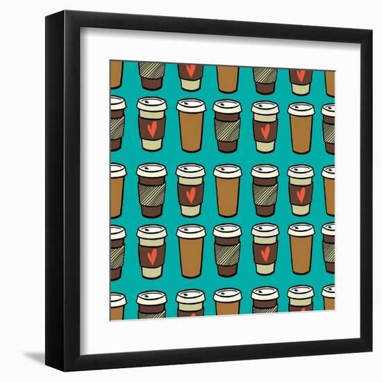 Coffee Pattern.-TashaNatasha-Framed Art Print