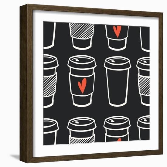 Coffee Pattern.-TashaNatasha-Framed Art Print