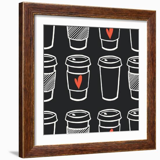 Coffee Pattern.-TashaNatasha-Framed Art Print