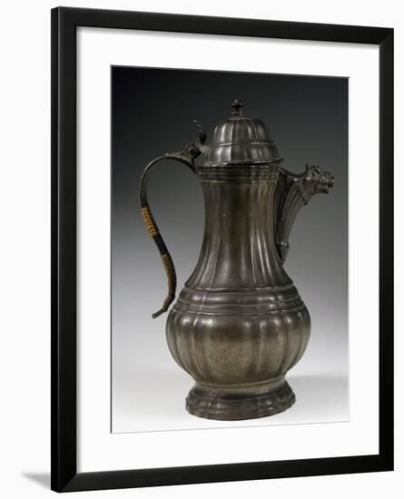 Coffee Pot with Vertical Ribbing, Pewter-null-Framed Giclee Print