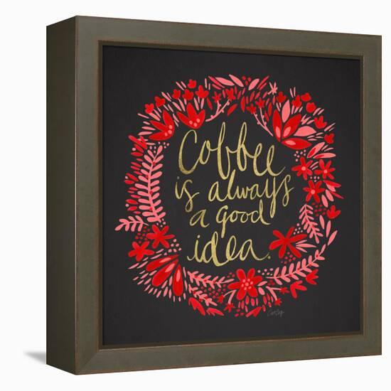 Coffee - Red and Gold on Black-Cat Coquillette-Framed Premier Image Canvas