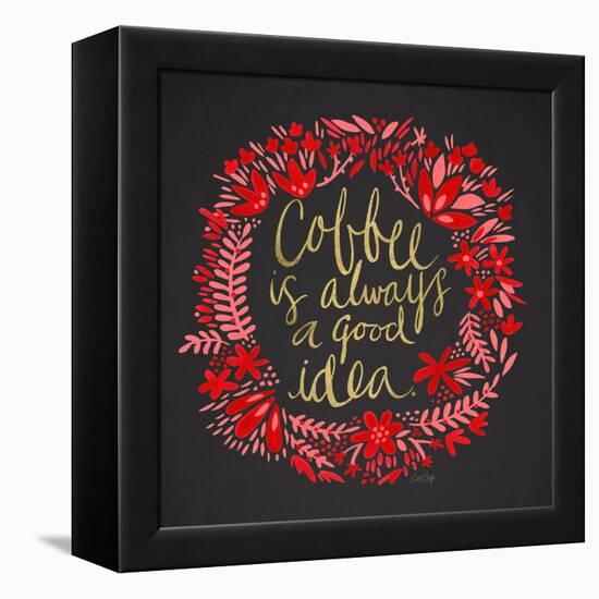 Coffee - Red and Gold on Black-Cat Coquillette-Framed Premier Image Canvas