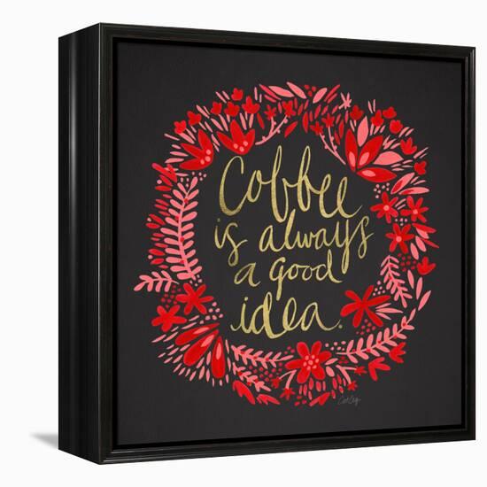 Coffee - Red and Gold on Black-Cat Coquillette-Framed Premier Image Canvas