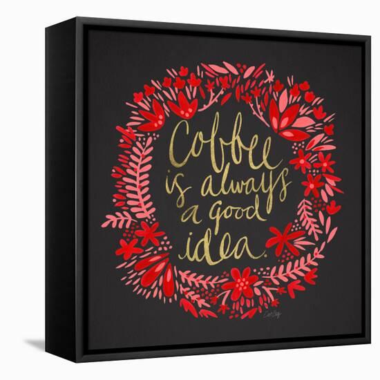 Coffee - Red and Gold on Black-Cat Coquillette-Framed Premier Image Canvas