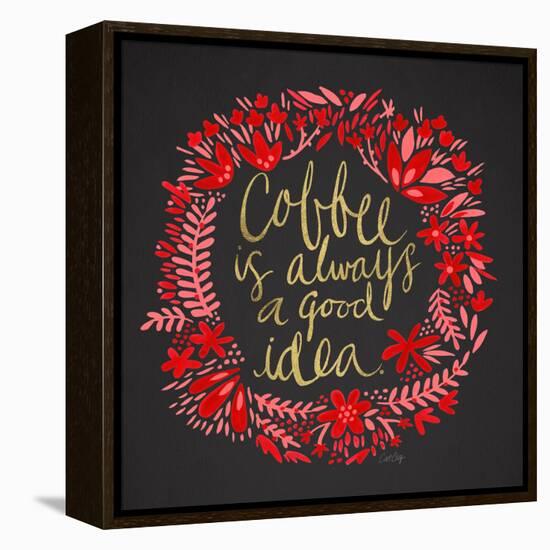 Coffee - Red and Gold on Black-Cat Coquillette-Framed Premier Image Canvas