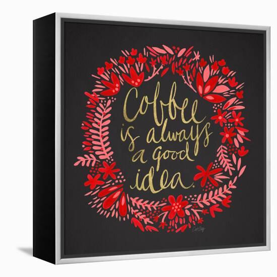 Coffee - Red and Gold on Black-Cat Coquillette-Framed Premier Image Canvas