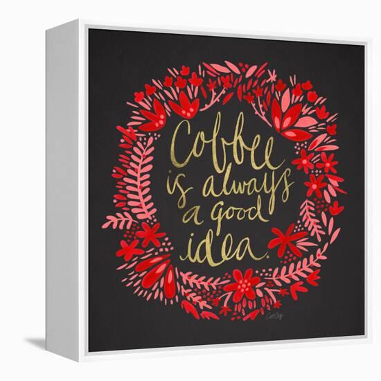 Coffee - Red and Gold on Black-Cat Coquillette-Framed Premier Image Canvas