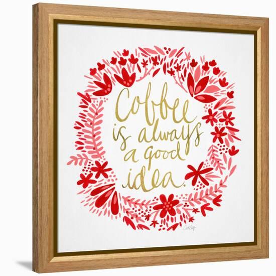 Coffee - Red and Gold-Cat Coquillette-Framed Premier Image Canvas