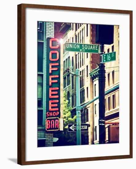 Coffee Shop Bar Sign, Union Square, Manhattan, New York, United States-Philippe Hugonnard-Framed Photographic Print