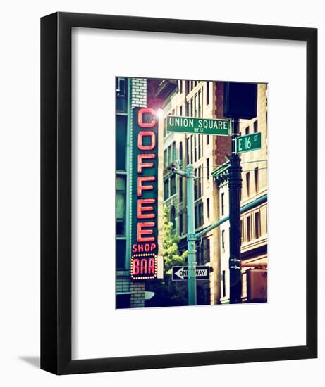 Coffee Shop Bar Sign, Union Square, Manhattan, New York, United States-Philippe Hugonnard-Framed Photographic Print