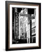 Coffee Shop Bar Sign, Union Square, Manhattan, New York, US, Old Black and White Photography-Philippe Hugonnard-Framed Photographic Print