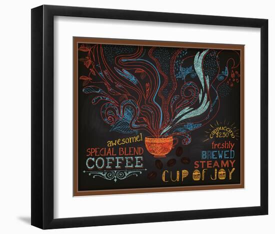 Coffee Shop Blackboard Ad-null-Framed Art Print