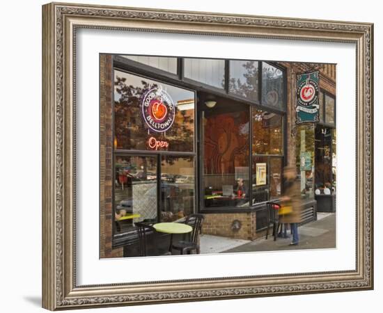 Coffee shop in the Belltown area of Seattle, Washington, USA-Janis Miglavs-Framed Photographic Print