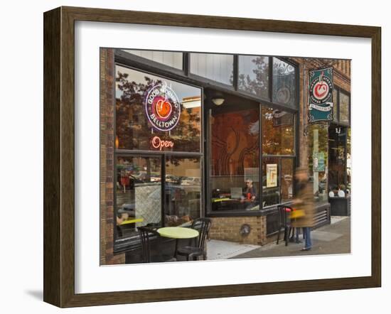 Coffee shop in the Belltown area of Seattle, Washington, USA-Janis Miglavs-Framed Photographic Print