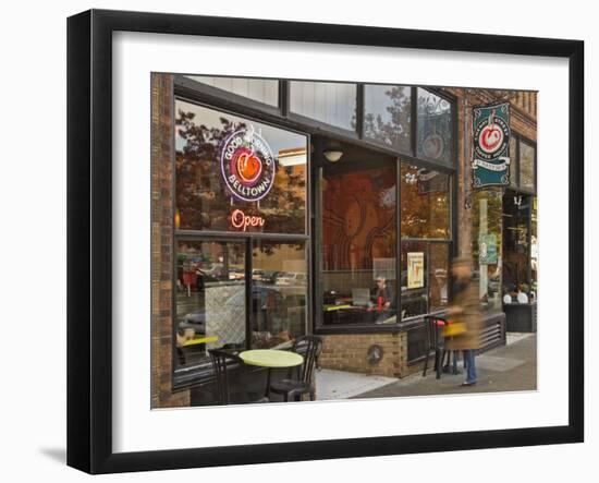 Coffee shop in the Belltown area of Seattle, Washington, USA-Janis Miglavs-Framed Photographic Print